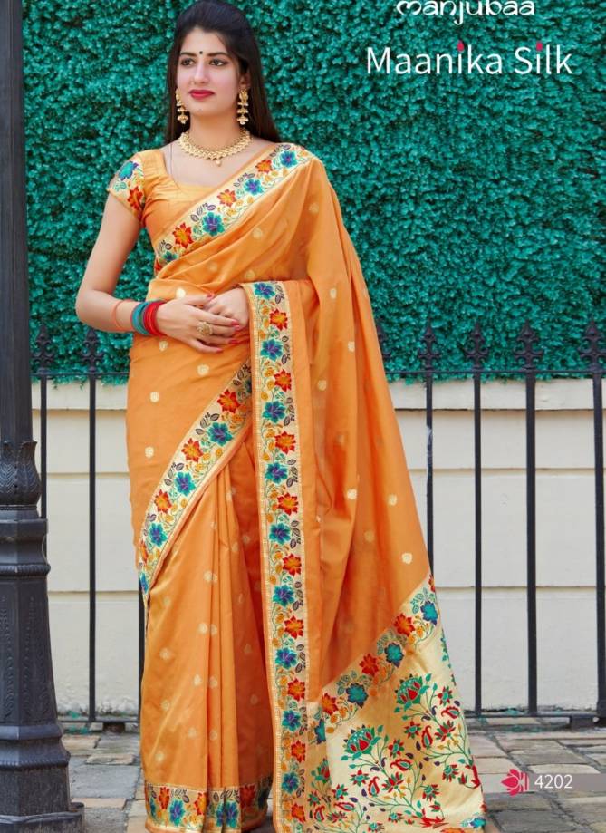 Manjubaa Maanika Latest Designer Fancy Festive Wear Heavy Pure Silk Printed Sarees Collection